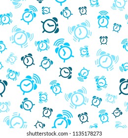 Alarm clock seamless pattern background icon. Business flat vector illustration. Clock time sign symbol pattern.