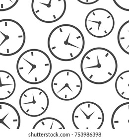 Alarm clock seamless pattern background icon. Business flat vector illustration.  Clock time sign symbol pattern.