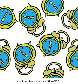 alarm clock seamless pattern on white background