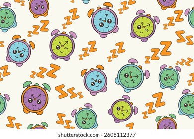 alarm clock seamless pattern for paper floor, wall, fabric, wrapping, etc.