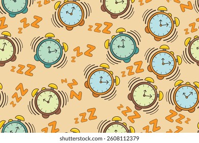 alarm clock seamless pattern for paper floor, wall, fabric, wrapping, etc.