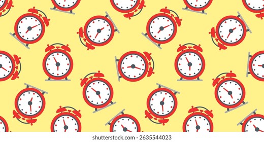 alarm clock seamless pattern print design vector illustration