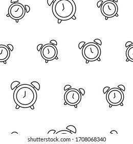 Alarm clock seamless pattern. Time background. Vector illustration.