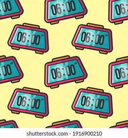 alarm clock seamless pattern vector illustration 