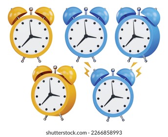 Alarm Clock Set 3d Vector Icon