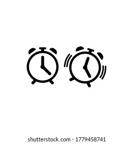 Alarm clock set icon black on a white background. Vector EPS10
