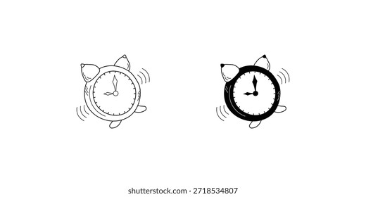 Icono de conjunto de reloj despertador con Vector de fondo blanco