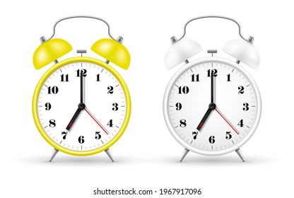 Alarm clock set. Realistic vector illustration isolated on white background