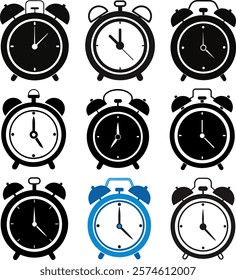 Alarm clock set, Clock Vector set, Clock icon set vector illustration