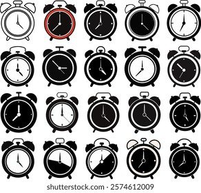 Alarm clock set, Clock Vector set, Clock icon set vector illustration