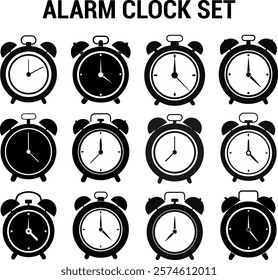 Alarm clock set, Clock Vector set, Clock icon set vector illustration