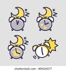 alarm clock set. vector illustration