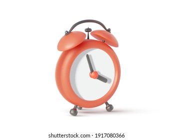 Alarm clock with shadow isolated on white background. Vector illustration