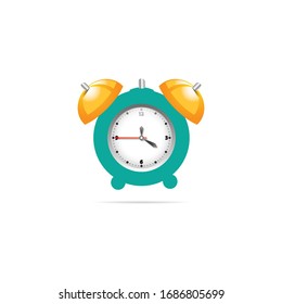 Alarm clock with shadow on a white background, vector illustration