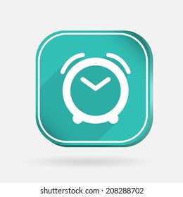 alarm clock sign. Color square icon