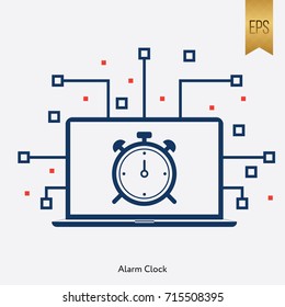 Alarm Clock Sign and Computer Symbol Vector Icon Graphic