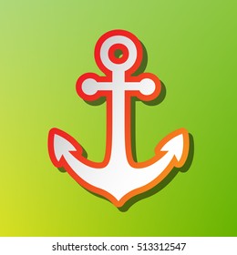 Alarm clock sign. Contrast icon with reddish stroke on green backgound.