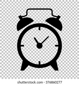 Alarm clock sign. Flat style icon on transparent background
