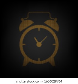 Alarm clock sign. Icon as grid of small orange light bulb in darkness. Illustration.