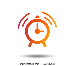 Alarm clock sign icon. Wake up alarm symbol. Blurred gradient design element. Vivid graphic flat icon. Vector