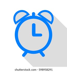 Alarm clock sign illustration. Vector. Azure icon with flat style shadow path on white background.