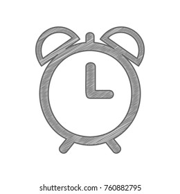 Alarm clock sign illustration. Vector. Shaded gray icon on white background. Isolated.