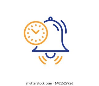 Alarm clock sign. Time management line icon. Watch symbol. Colorful outline concept. Blue and orange thin line time management icon. Vector