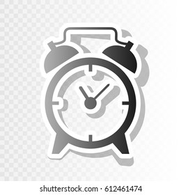 Alarm clock sign. Vector. Blackish icon on transparent background with transition.