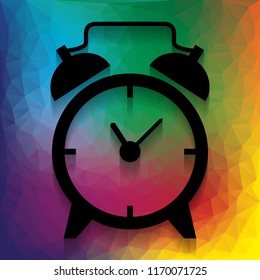 Alarm clock sign. Vector. Flat style black icon on white.