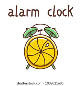 Alarm clock sign. Vector. Lemon scribble icon on white background. Isolated