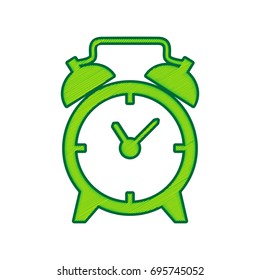 Alarm clock sign. Vector. Lemon scribble icon on white background. Isolated