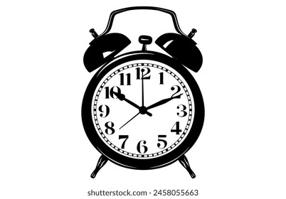 Alarm Clock Silhouette with a bell on legs Illustration.