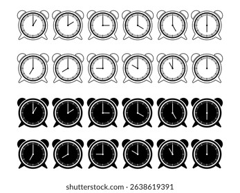 Alarm clock. Silhouette icon. Line icon.