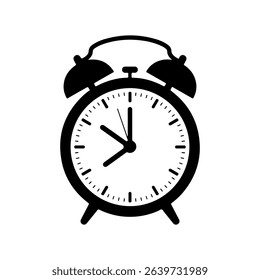 Alarm clock silhouette icon vector flat design on white background