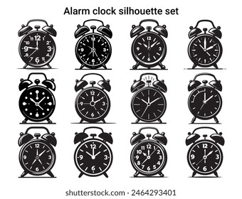 Alarm clock silhouette set. Best Alarm Clock Icon Illustration