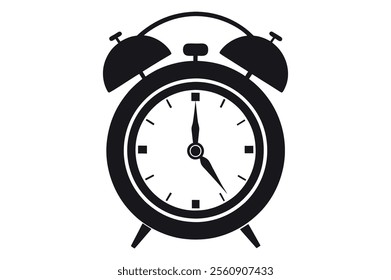 Alarm Clock Silhouette Vector Image. Best Alarm Clock Icon Illustration On White Background. The best design elements for mobile app and website icons