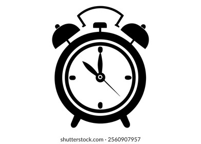 Alarm Clock Silhouette Vector Image. Best Alarm Clock Icon Illustration On White Background. The best design elements for mobile app and website icons