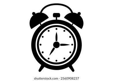 Alarm Clock Silhouette Vector Image. Best Alarm Clock Icon Illustration On White Background. The best design elements for mobile app and website icons