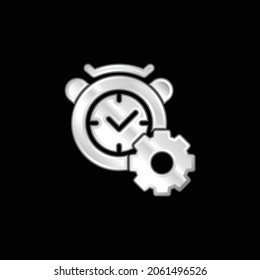 Icono metálico plateado Alarm Clock
