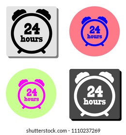 Alarm clock. simple flat vector icon illustration on four different color backgrounds