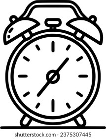 Alarm clock simple icon, line, outline, symbol, vector, art