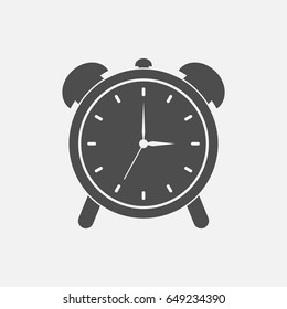 Alarm clock simple icon. Monochrome illustration.