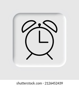Alarm clock simple icon vector. Flat desing. Neumorphism design.ai