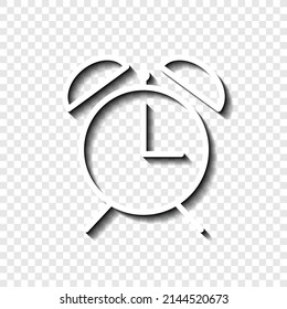 Alarm clock simple icon vector. Flat desing. White with shadow on transparent grid.ai