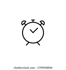 Alarm clock simple thin line icon vector illustration