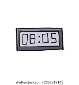 Alarm clock, sketch drawing isolated on white. Icon for your design