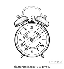 alarm clock sketch on white background vector illustration eps 10