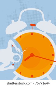 Alarm clock, the sleeping person and transient time