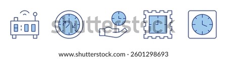 alarm clock, smart clock, schedule, wall clock. Clock Icon vector illustration. Line Duotone style. Editable stroke.