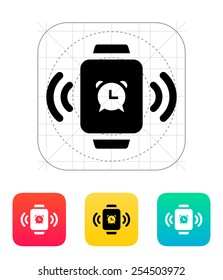 Alarm clock in smart watch icon. Vector illustration.